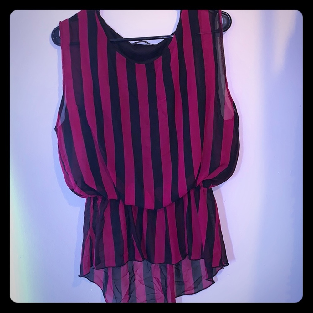Pink and black stripped blouse